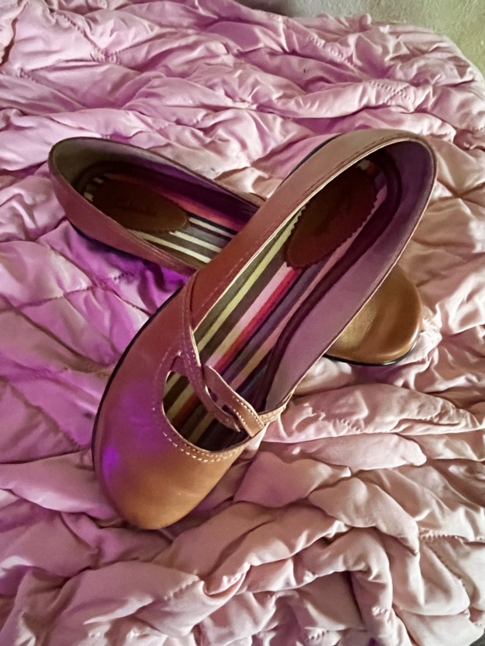 Clarks Brown Leather Mary Jane Flats